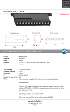 Foco abatible aluminio negro para riel magnetico SLIM 22cm 48v LED 20W TUYA - ARFO0075