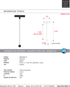 Lámpara colgante para riel magnético aluminio negro Ø5x1,53 cm LED 4.5W - ARLC0014