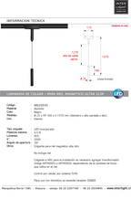 Lámpara colgante para riel magnético ultra slim aluminio negro LED 4.5W TUYA  - ARLC0030