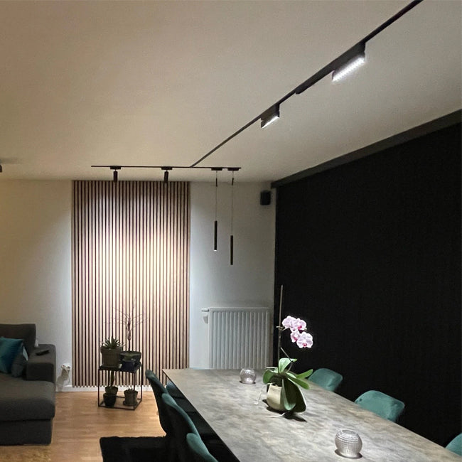 Lámpara colgante para riel magnético ultra slim aluminio acrílico negro Ø3x1,90 cm LED 6W TUYA - ARLC0032