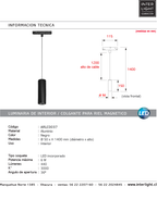 Lámpara colgante para riel magnético aluminio negro Ø50x1,40 cm LED 6W - ARLC0037