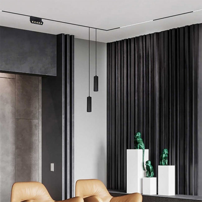 Lámpara colgante para riel magnético aluminio negro Ø50x1,40 cm LED 6W - ARLC0037