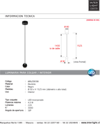 Lámpara colgante para cielo aluminio negro Ø5x140 cm LED 4.5W - ARLC0038