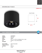 Foco sobrepuesto aluminio negro basculante dimeable  5W LED - AXFO0001