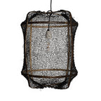 Lámpara colgante bambú malla sisal negro Ø41 cm E27 - AYLC0004