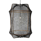 Lámpara colgante bambú malla sisal negro Ø41 cm E27 - AYLC0004