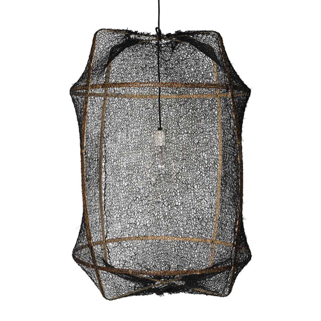 Lámpara colgante bambú malla sisal negro Ø41 cm E27 - AYLC0004