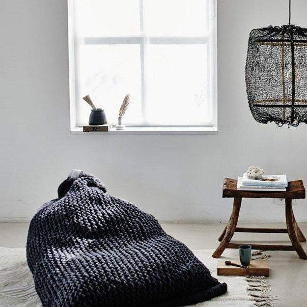 Lámpara colgante bambú malla sisal negro Ø41 cm E27 - AYLC0004