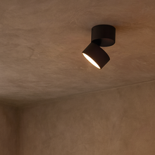 Cargar imagen en el visor de la galería, Plafón aluminio negro movible 90º Ø9x9,5 cm 6W LED - VKPL0008
