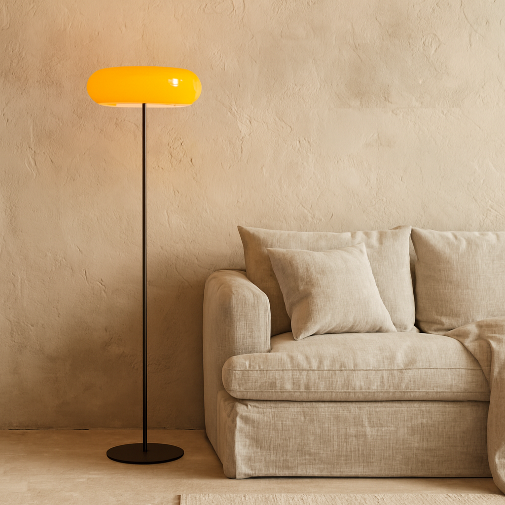 Lámpara de pie metal negro vidrio naranja Ø40x1,50 cm 3 luces G9 - LULP0129