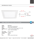 Foco embutido blanco 17x17 cm  LED 12W - BEFO0027