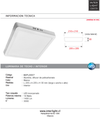 Plafón aluminio blanco  20,5x20,5 cm LED 18W - BEPL0007
