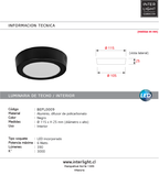 Plafón aluminio negro  Ø11,5 cm LED 6W - BEPL0009