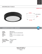 Plafón aluminio negro Ø16 cm LED 12W - BEPL0010