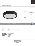 Plafón aluminio negro Ø21,2 cm LED 18W - BEPL0011