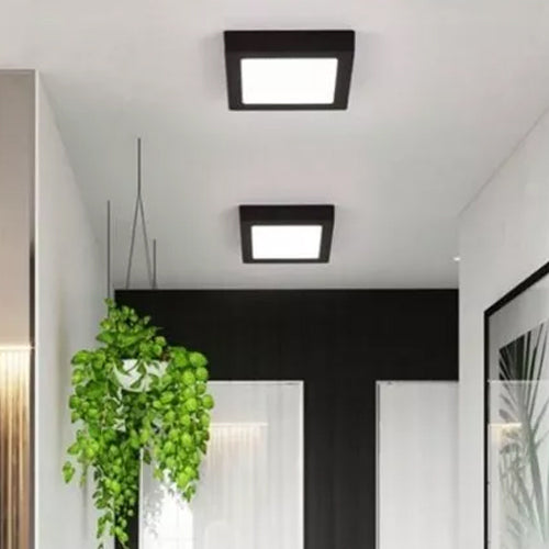 Plafón aluminio negro 12x12 cm LED 6W - BEPL0013