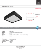 Plafón aluminio negro  15,5 x 15,5 cm LED 12W - BEPL0014