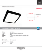 Plafón aluminio negro 20,5x20,5 cm LED 18W - BEPL0015
