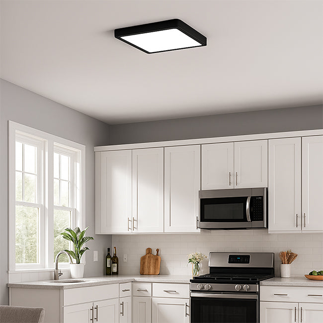 Plafón aluminio negro 20,5x20,5 cm LED 18W - BEPL0015