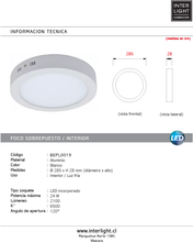 Cargar imagen en el visor de la galería, Plafón aluminio blanco Ø 28,5 cm luz fría LED 24W - BEPL0019
