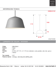 Cargar imagen en el visor de la galería, Lámpara colgante metal Ø 25 cm E27 - BRLC0041
