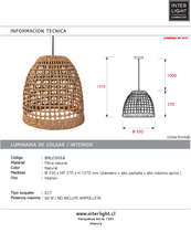Cargar imagen en el visor de la galería, Lámpara colgante fibra natural Ø33x37 cm E27 - BRLC0058
