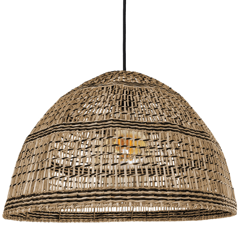 Lámpara colgante fibra natural detalles en negro 60x42 cm E27 - BRLC0061