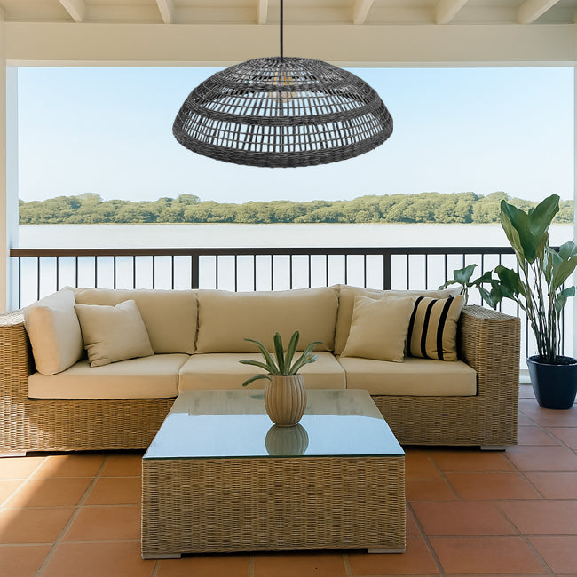 Lámpara colgante fibra natural negro 79x31 cm E27 - BRLC0065