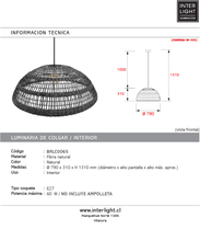 Cargar imagen en el visor de la galería, Lámpara colgante fibra natural negro 79x31 cm E27 - BRLC0065
