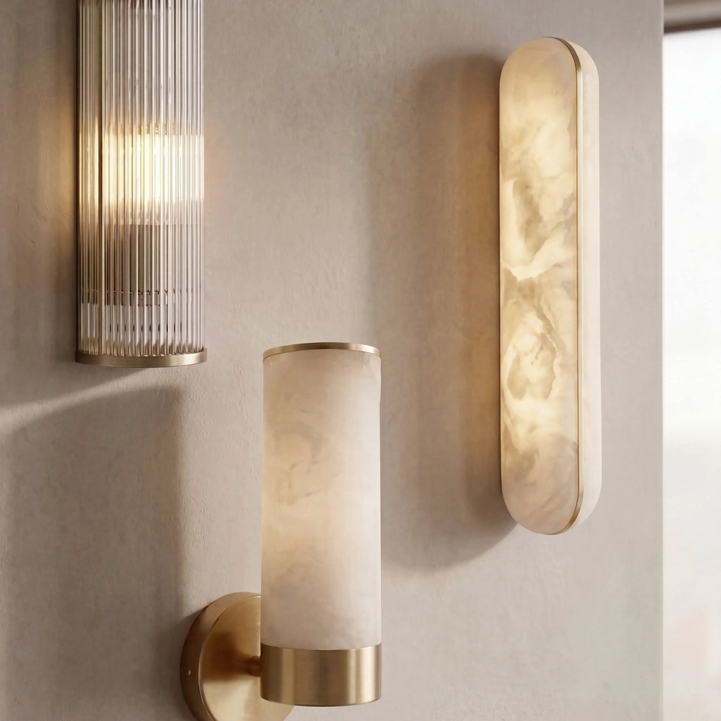 Aplique alabastro con detalles en bronce 10,5x6x45 cm 8W LED - TOAP0099