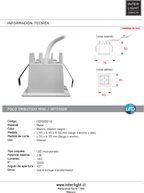 Foco mini embutido metal blanco 4,5x4,5x 5 cm LED  2W - CEFO0010
