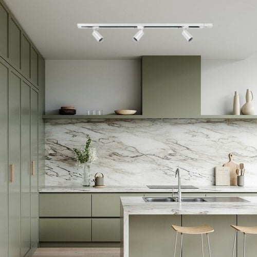 Foco metal blanco para riel monofásico11,4x15,3x19 cm GU10 - CEFO0016