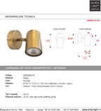 Foco dorado dirigible muro o techo Ø5,8x12,7  GU10 - CEFO0019
