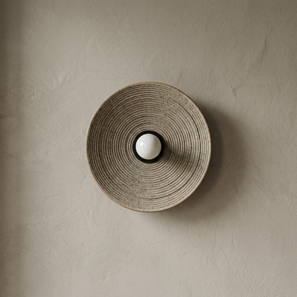 Apliqué cerámica gres ceniza Ø21x11 cm E27 - A pedido - CKAP0004