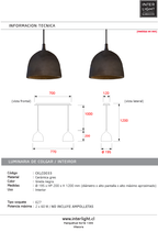 Lámpara colgante cerámica gres 2 luces E27 - A pedido - CKLC0033