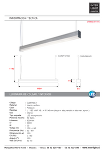 Lámpara colgante lineal LED 40W - CLLC0002
