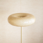 Lámpara de mesa vidrio taupe metal dorado 30x37 cm G9 3 luces - LULS0202