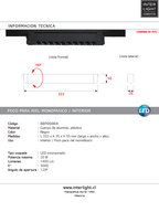 Foco riel monofásico aluminio negro 33,3x3,5x5,5 cm LED 20W - DEFO0004