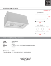 Cargar imagen en el visor de la galería, Foco sobrepuesto metal blanco 20x10x10 cm  2 luces GU10 - DEFO0005
