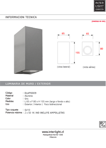 Aplique gris bidireccional interior/exterior 2 luces GU10 - DLAP0009