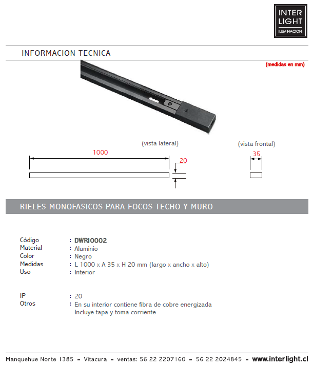 Kit negro riel monofásico 1 m + 3 focos con ampolletas GU10 - KOFO0005