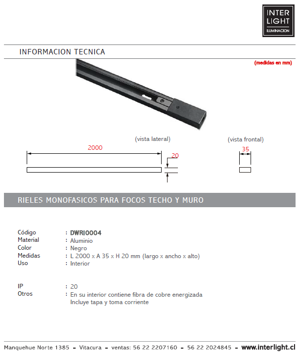 Kit negro riel monofásico 2 m + 5 focos con ampolletas GU10 - KOFO0005