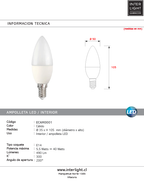 Ampolleta vela E14 3000K 5.5W - ECAM0001