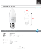 Ampolleta vela E27 3000K 5W - ECAM0004