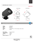 Foco aluminio gris oscuro largo pantalla 10x12 cm alto LED 7W - EPFO0001