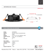Foco embutido negro dimeable 6W - EVFO0061