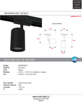 Cargar imagen en el visor de la galería, Foco para riel monofásico negro LED 8W - EVFO0067
