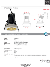 Cargar imagen en el visor de la galería, Foco embutido retraído metal blanco interior dorado Ø 7,2 cm LED 9.3W - FLFO0023
