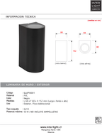 Foco negro bidireccional pvc 6,8x8x15,2 cm 2 luces GU10 - GLAP0001