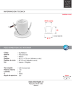 Foco embutido policarbonato blanco Ø3.7 cm 1W LED - GLFO0021